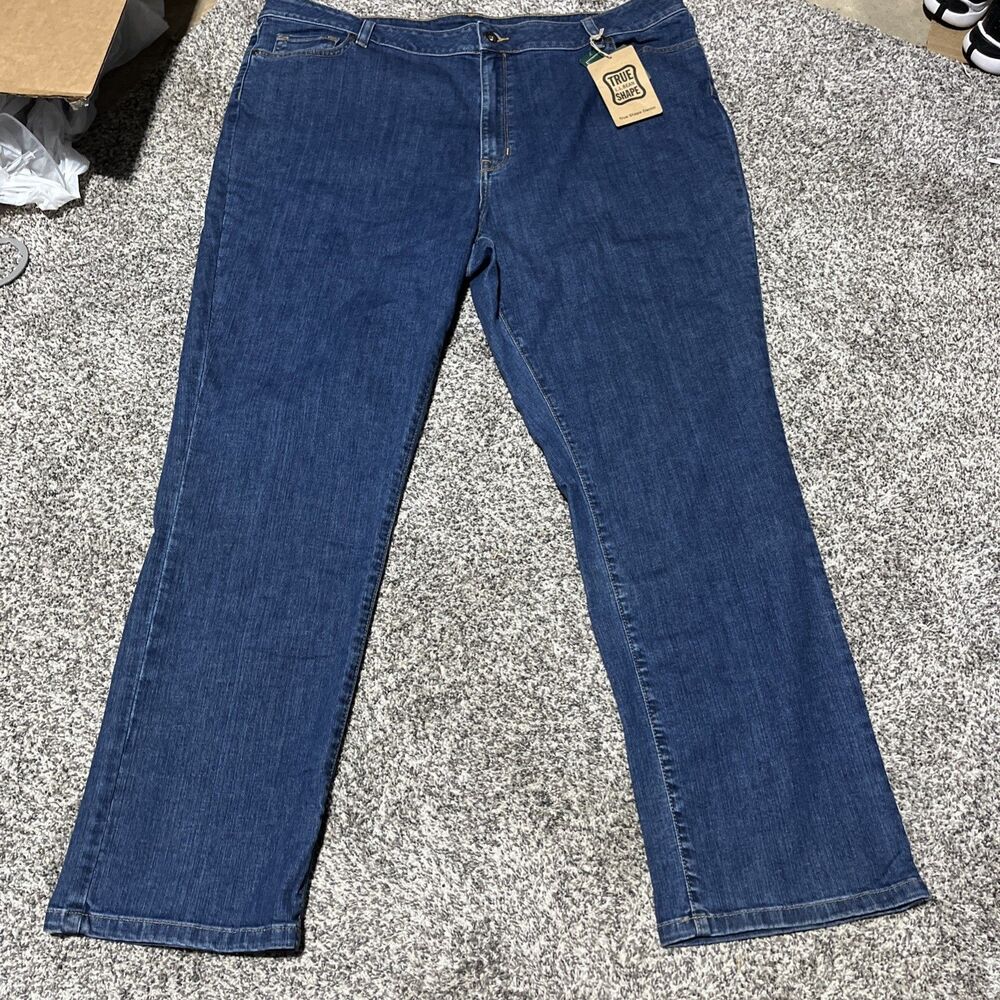 L.L.Bean  Women's 22W True Shape Jeans High Rise Straight Leg Stonewash Denim